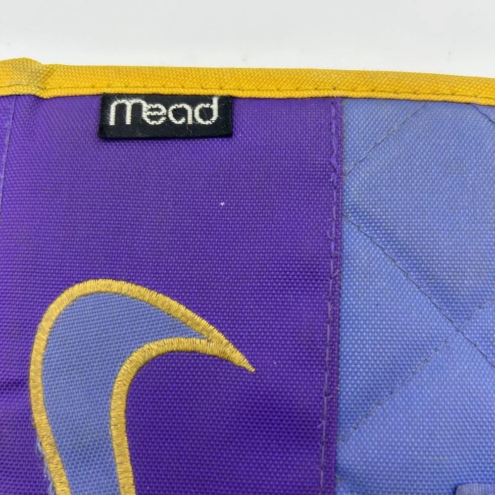 Vintage 1992 Mead Nike 6 Ring Binder Organizer Purple Blue Yellow Canvas Planner